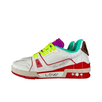 LOUIS VUITTON Low Top Skateboard Shoes Men's White Red Green