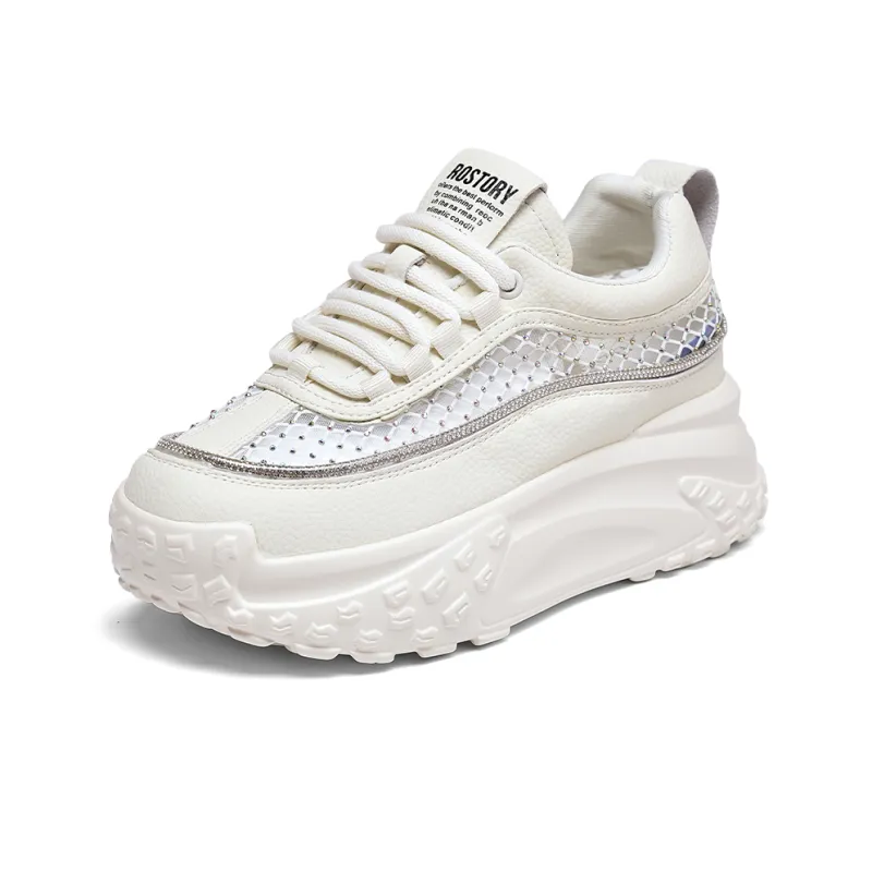 NRDROFFICIAL Abrasion Resistant Lightweight Slip Resistant Low Top Chunky Sneakers Women's-0