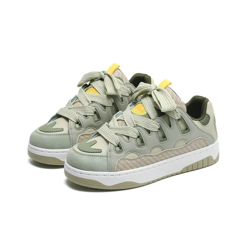 ABCIO Anti-Slip And Wear-Resistant Height Increasing Low-Top Skateboard Shoes Unisex Green-3