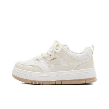 HUANQIU Non slip Lightweight Low Top Skateboard Shoes Women's Beige