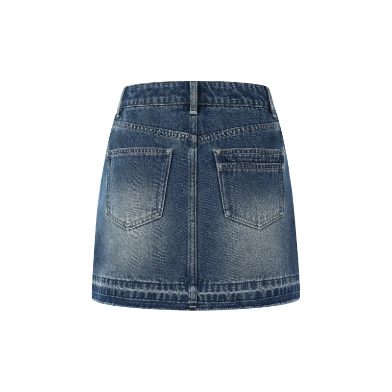 Three Quarters Casual Short Skirts Women's Blue-1