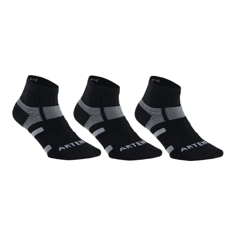 DECATHLON Mid Calf Socks Unisex 3 Pack Black-0