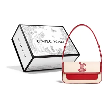 COWEC YCAKI Cow Leather Shoulder Bag, Baguette Bag, Shoulder Bag Small Size Women's White