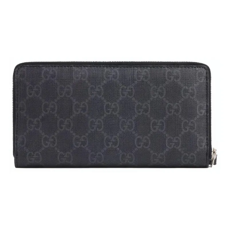 GUCCI Canvas With Leather Wallet Men's Black Gray-1