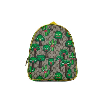 GUCCI Canvas With Leather Backpack Kids' Ebony/Yellow/Green