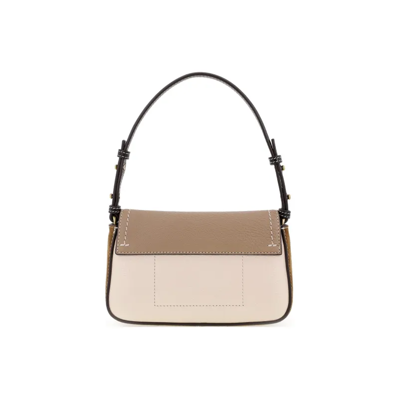 TORY BURCH Leather Baguette Shoulder Bag, Handbag Women's Apricot & Cream White-2