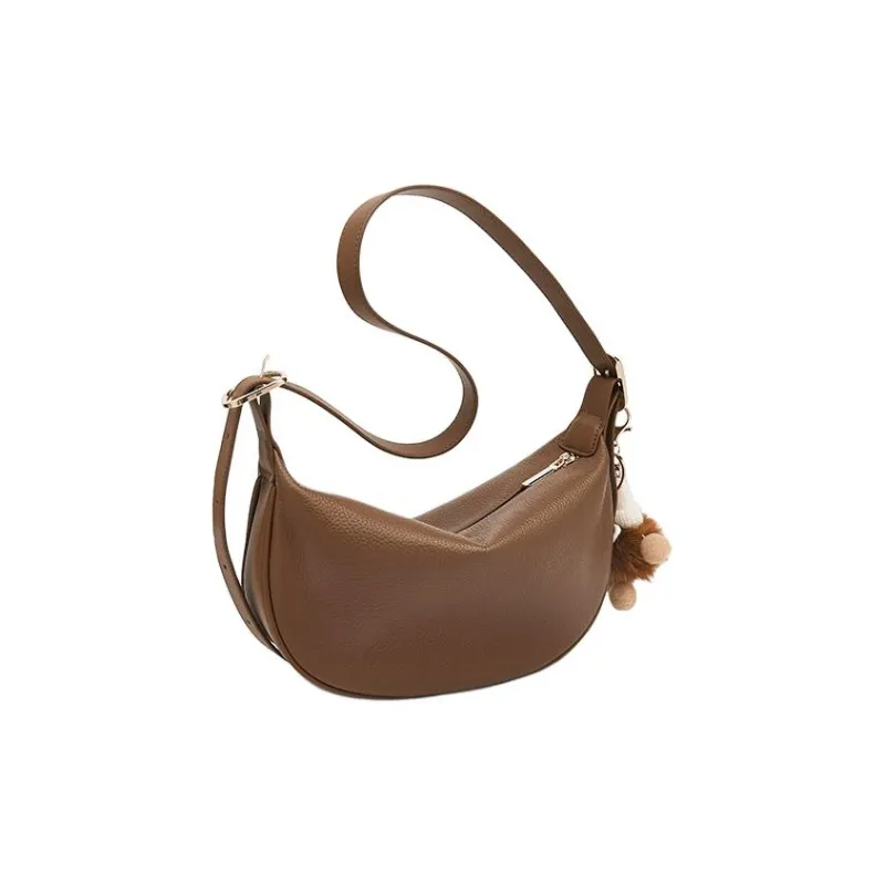 FOXER Cow Leather Dumpling Bag, Crossbody Bag, Shoulder Bag Women's Brown-3