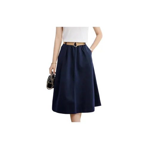 Mula Casual Long Skirts Women's Navy Blue