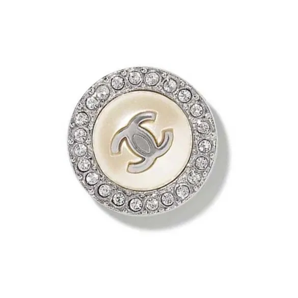 CHANEL Crystal Rose Gold Stud Earrings Women's Silver-2