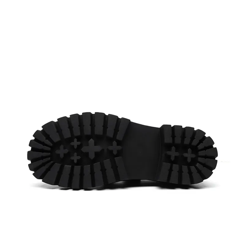 Chi Wolf Derby Shoes Casual Leather Shoes Unisex Black-9