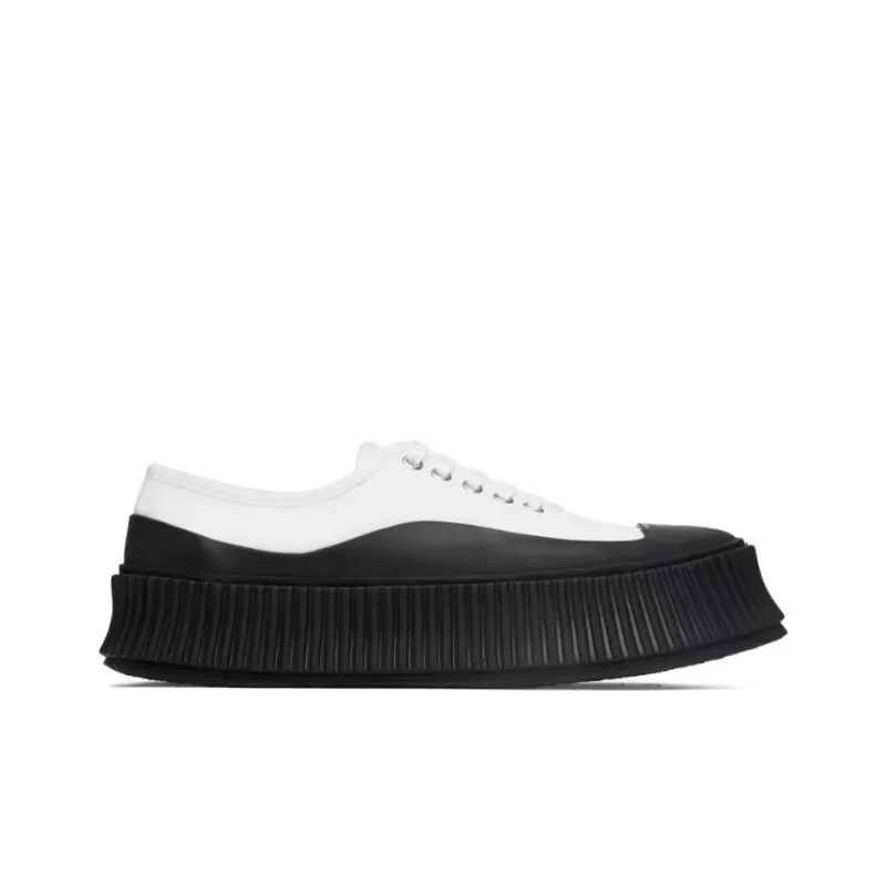 JIL SANDER Low Top Platform Shoes Men's White Black-1
