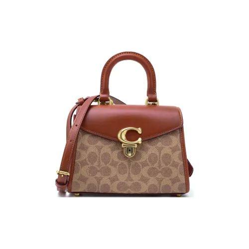 COACH Cow Leather Handbag Shoulder Bag Crossbody Bag Small Size Women's Burgundy & Brown