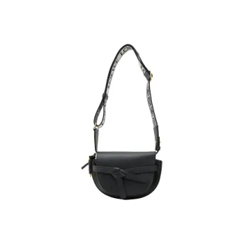 LOEWE Mini Gate Dual Bag In Soft Calfskin And Jacquard Black