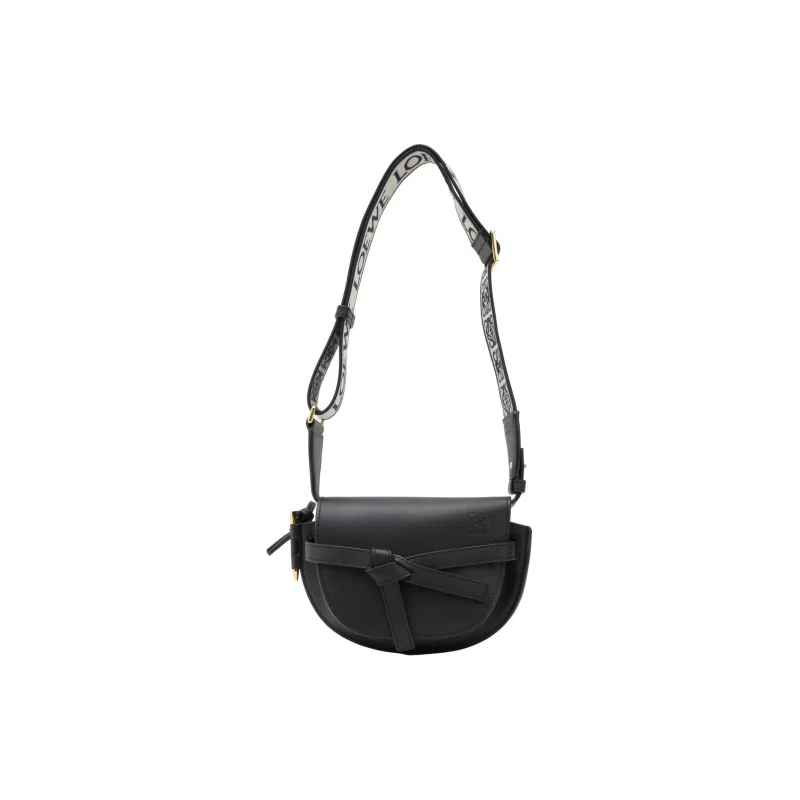 LOEWE Mini Gate Dual Bag In Soft Calfskin And Jacquard Black-0