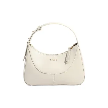 HONGU Cow Leather Shoulder Bag One Shoulder Crossbody Handbag Small Size Women's Pitch Black/Ecru