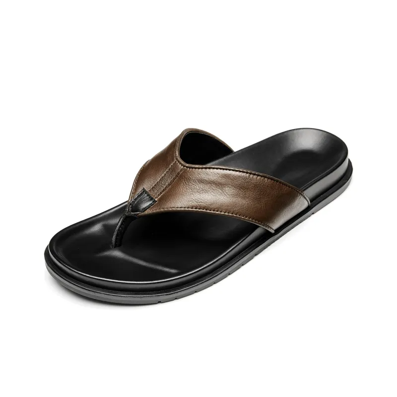 Brounvanm Flip Flops Men's Light Brown-1