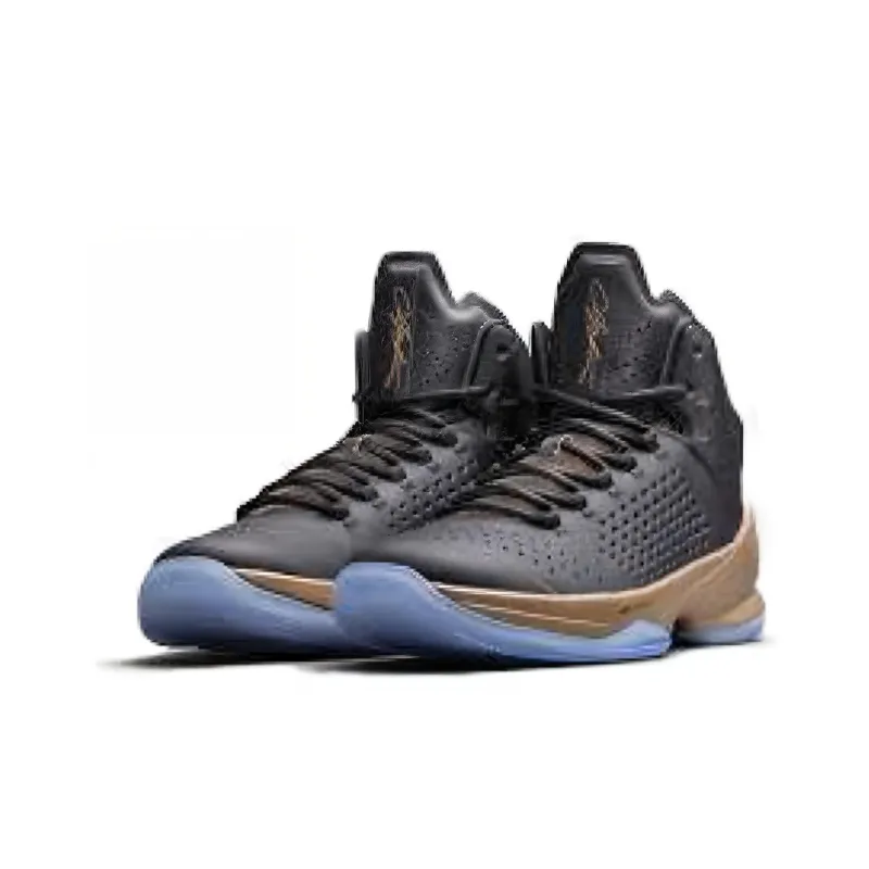 Jordan Melo M11 Cushioning Wear-Resistant Mid-Top Basketball Shoes Men's Black Copper-2