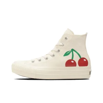 Converse All Star Plts Cherryprint HI Anti-Slip Wear-Resistant High-Top Canvas Shoes Women's Ecru Japan Version