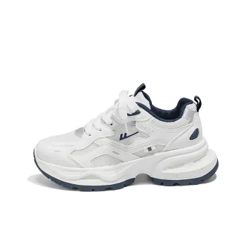 Warrior Low Top Chunky Sneakers Unisex White Dark Blue