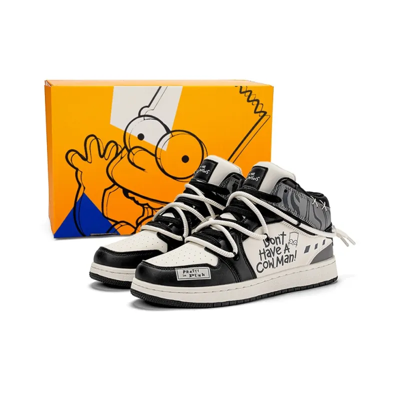 The Simpsons Skateboard Shoes Unisex High Top Black/Classic Black Red-6