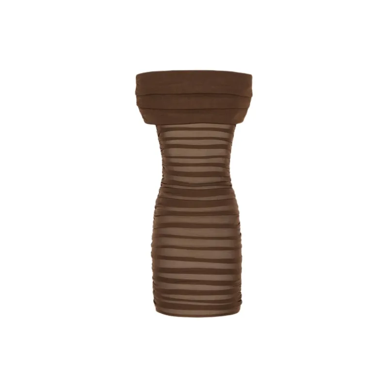 SAINT LAURENT SS24 Formalwear Sleeveless Dress Women's Umber-1