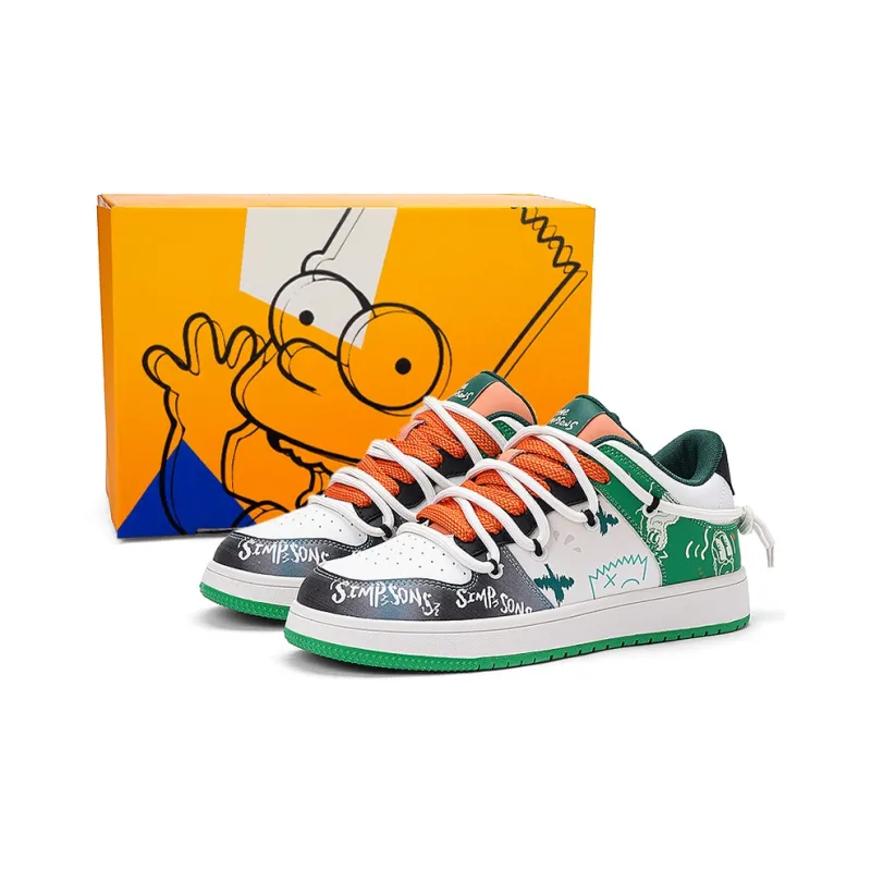 The Simpsons Skateboard Shoes Unisex Low Top Banana Green/Sailing Black-1
