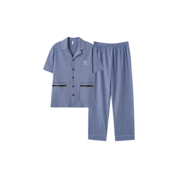 CAIHENGTONG Pajama Set Men's Steel Blue