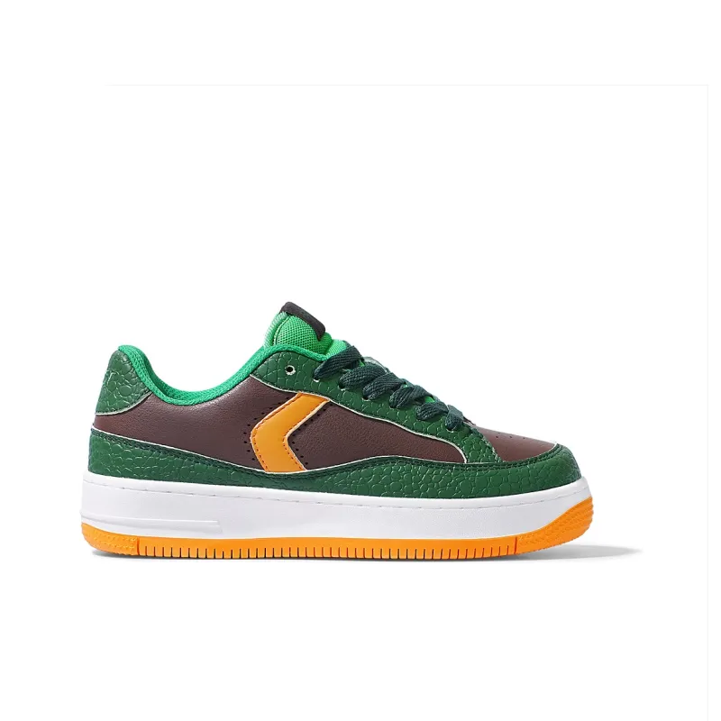 BXGY Slip Resistant, Lightweight, And Breathable Low Top Skateboard Shoes Unisex Brown Green-1