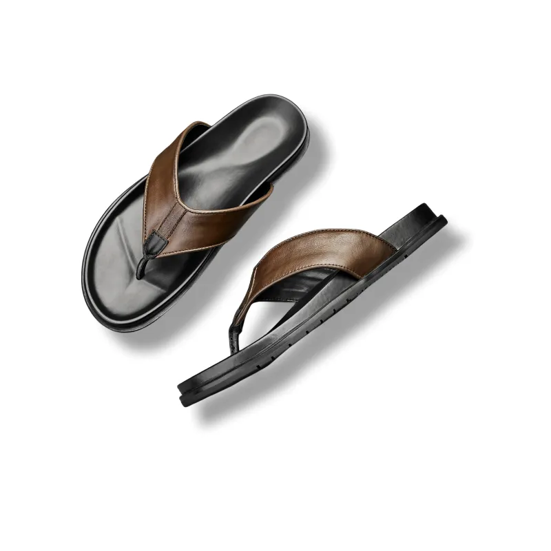 Brounvanm Flip Flops Men's Light Brown-2