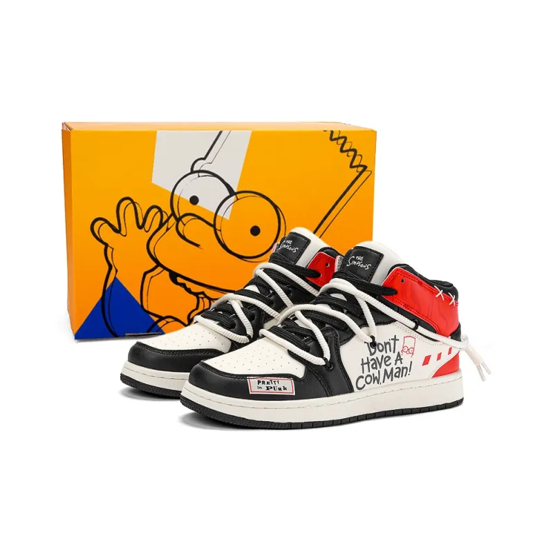 The Simpsons Skateboard Shoes Unisex High Top Black/Classic Black Red-0