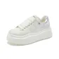 White Silver Leather Heel Tab