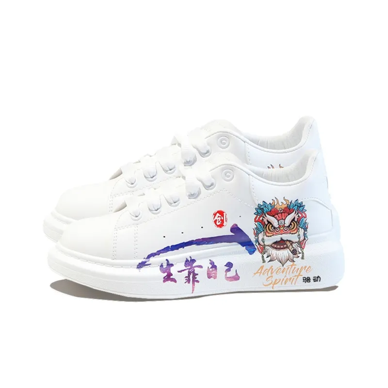 Locke Non slip Lightweight Low Top Skateboard Shoes Unisex White-3