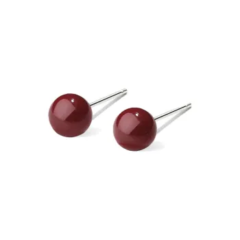 Moon Jewelry Reconstructed Cinnabar Jade Stud Earrings Women's