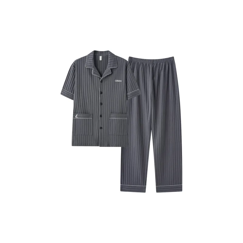 CAIHENGTONG Pajama Set Men's Gray-0