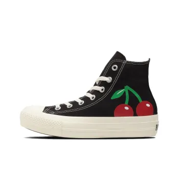 Converse All Star Plts Cherryprint HI Anti-Slip And Wear-Resistant Lightweight High-Top Canvas Shoes Women's Black