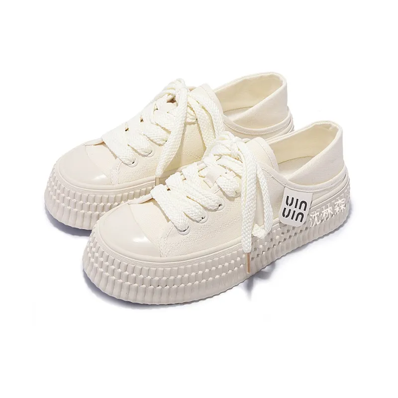 Shen Linsen Abrasion Resistant Low Top Skateboard Shoes Women's Beige-2