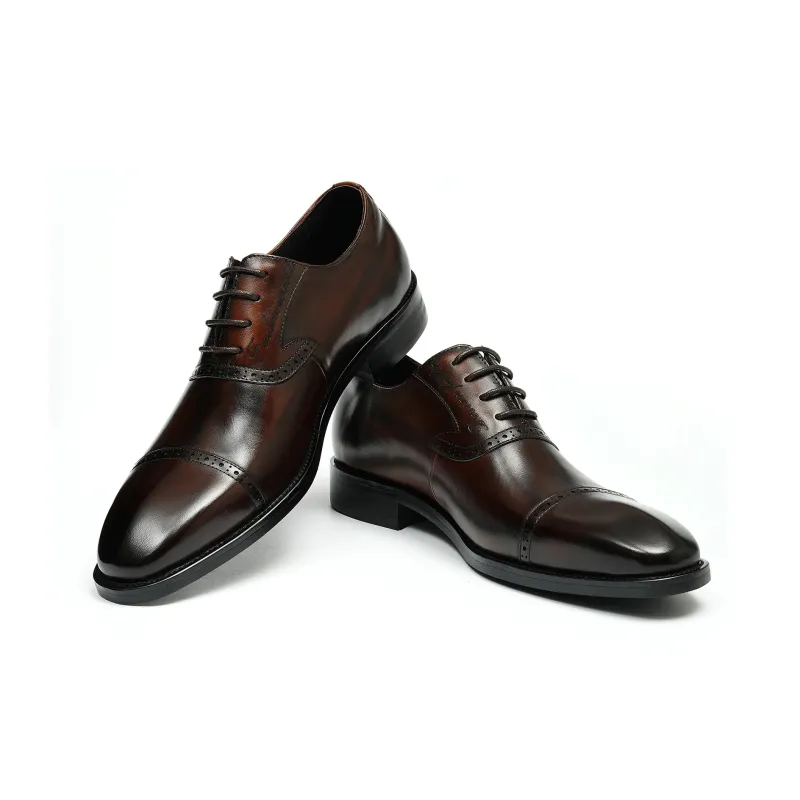 ASTON M.JAZZ Dress Shoes Men Low Top Black/Coffee-5
