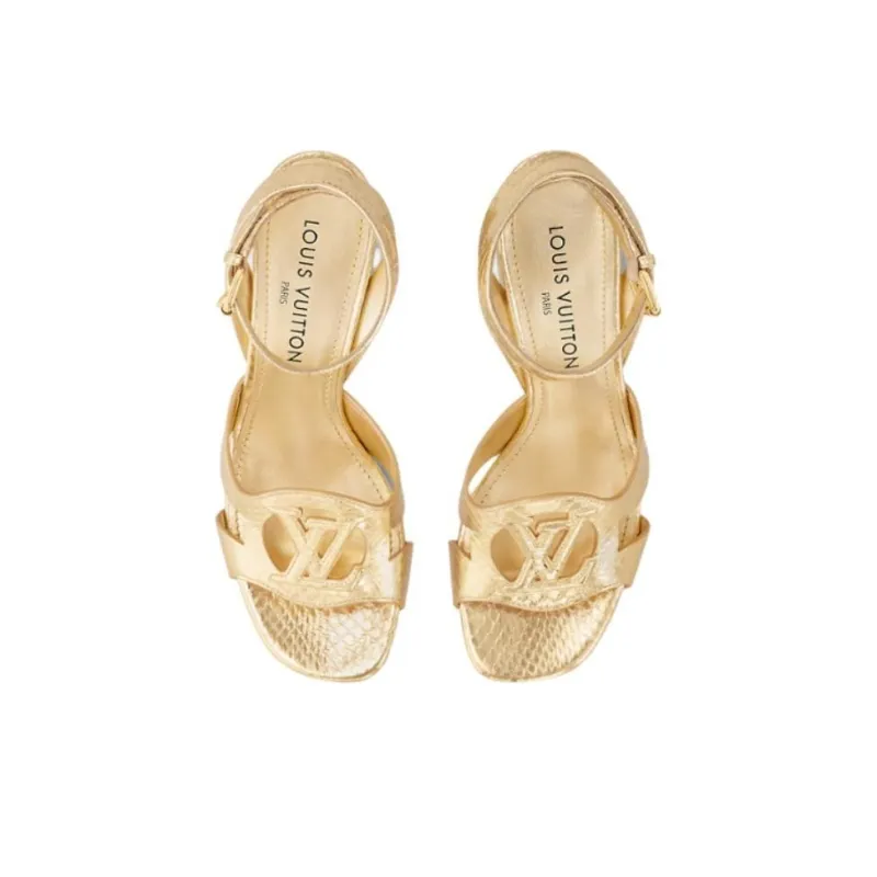 LOUIS VUITTON Isola One Strap Sandals 8.5cm Women's Gold-4