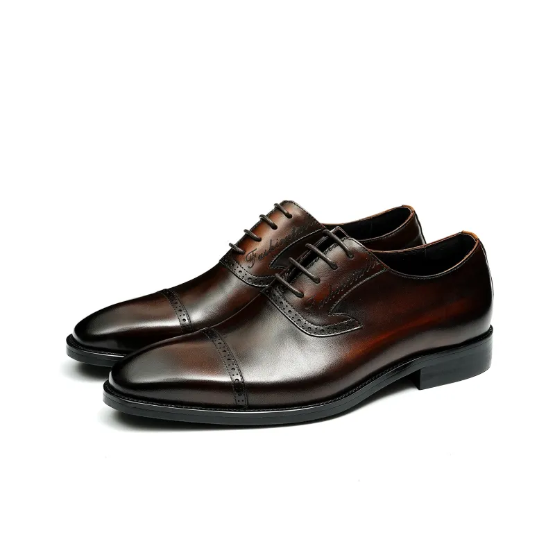 ASTON M.JAZZ Dress Shoes Men Low Top Black/Coffee-2