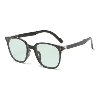 Pair Ponyo TR/Memory Plastic Square Sunglasses Unisex Black/Transparent Gray/Transparent