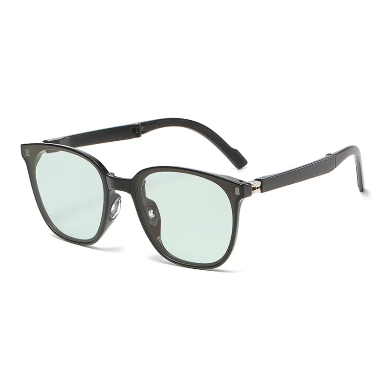 Pair Ponyo TR/Memory Plastic Square Sunglasses Unisex Black/Transparent Gray/Transparent-0