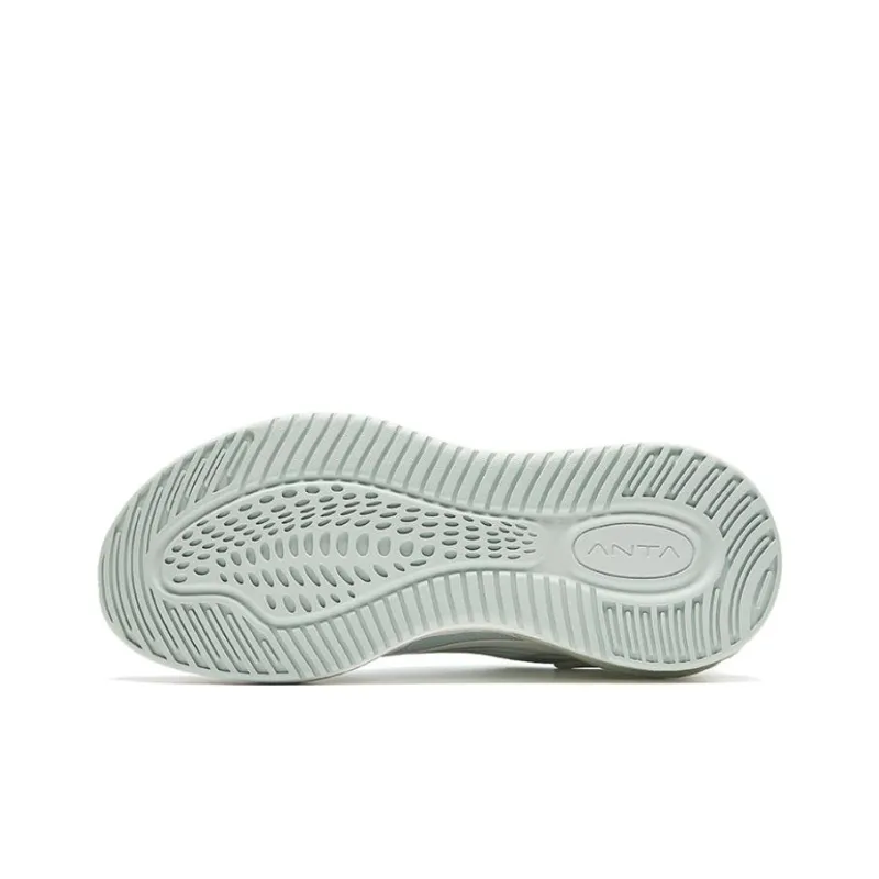 Anta Running Collection Cushioned Slip Resistant Low Top Running Shoes Women's White Gray Green-4