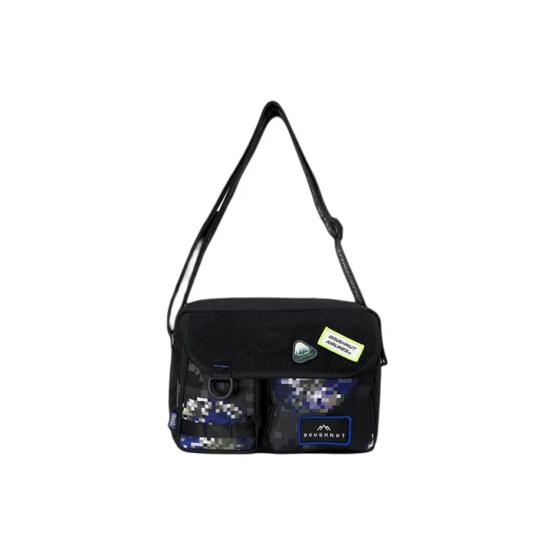Doughnut Nylon Crossbody Bag, Shoulder Bag Unisex Black & Blue-0