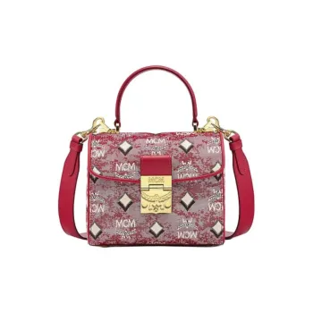 MCM Cow Leather Handbag Women's Red