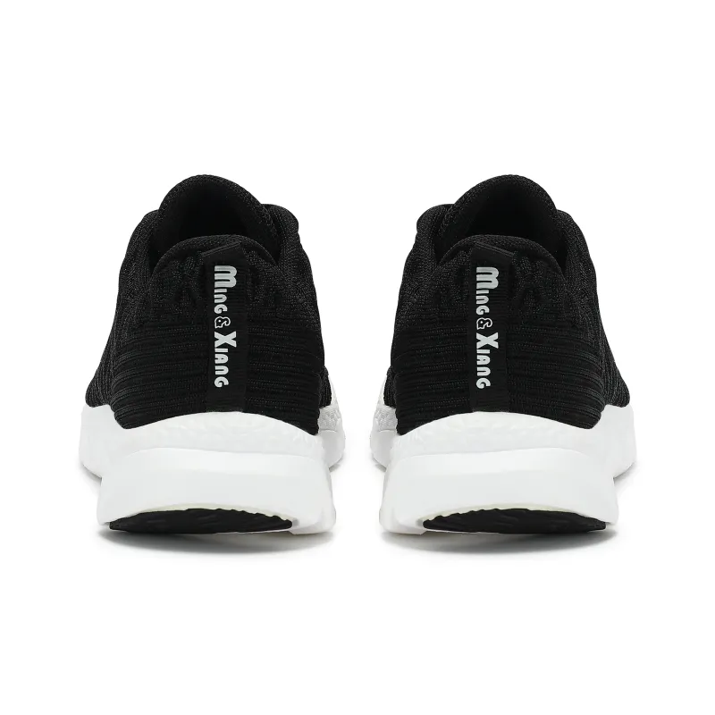 Singing Slip Resistant Breathable Lightweight Low Top Casual Shoes Unisex Black White-3