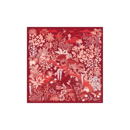 CARTIER Silk Scarves Unisex Red