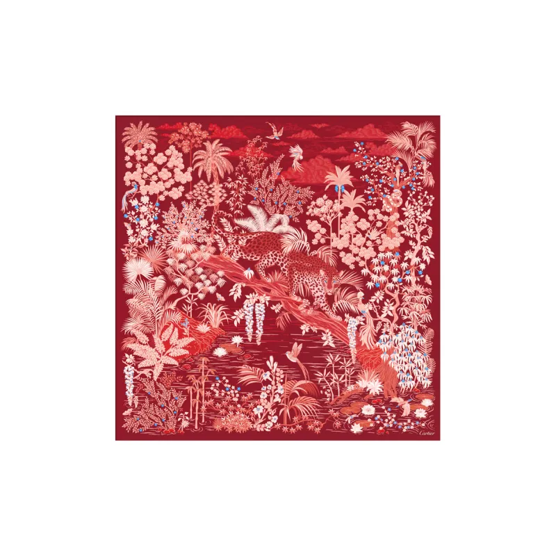 CARTIER Silk Scarves Unisex Red-0