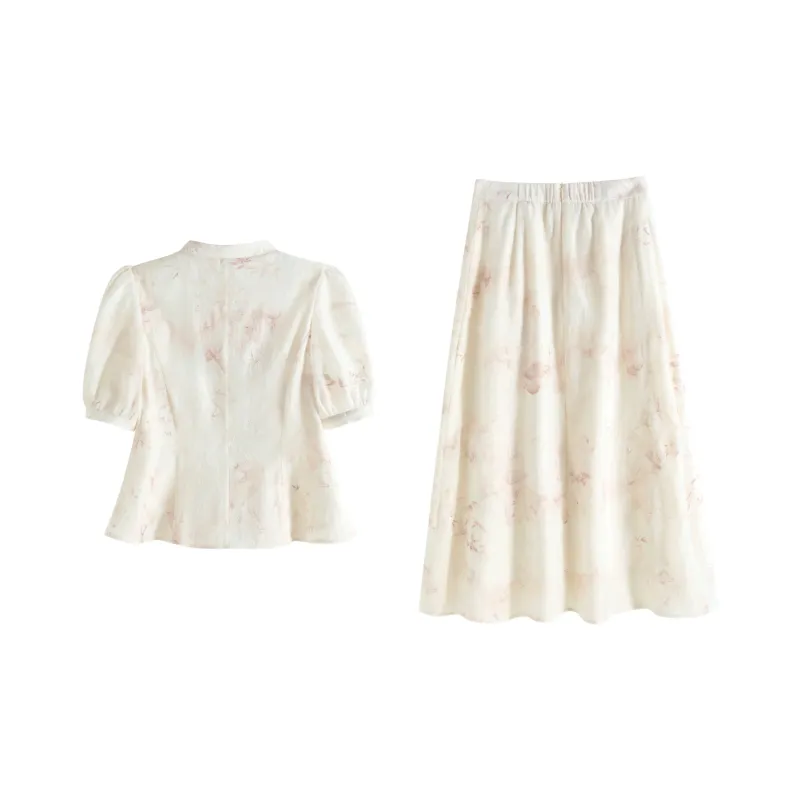 SUBEN Skirt Set Women's Pink Floral Color-1