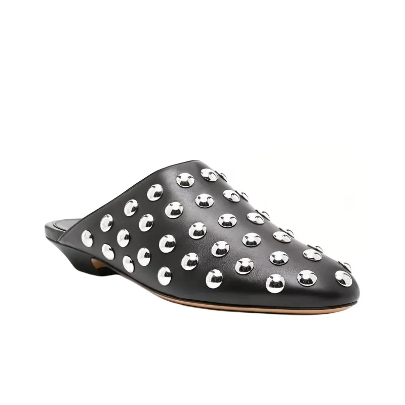 KHAITE The Otto Stud-embellished Leather Mules-2