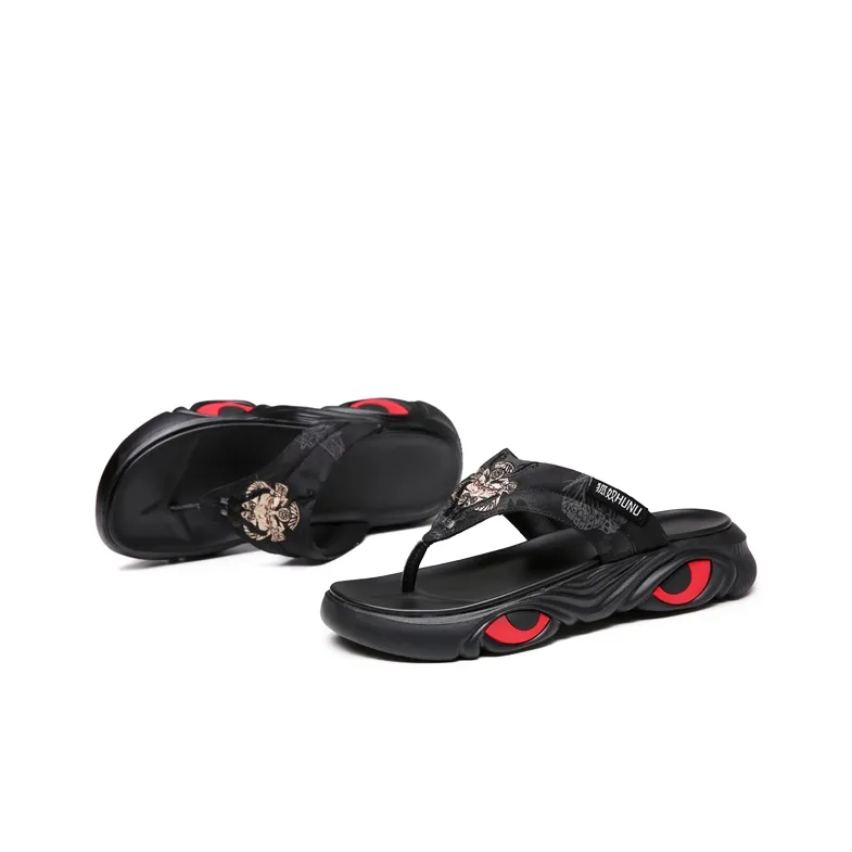 HUNU Odor Resistant Abrasion Resistant Flip Flops Men's Black-3